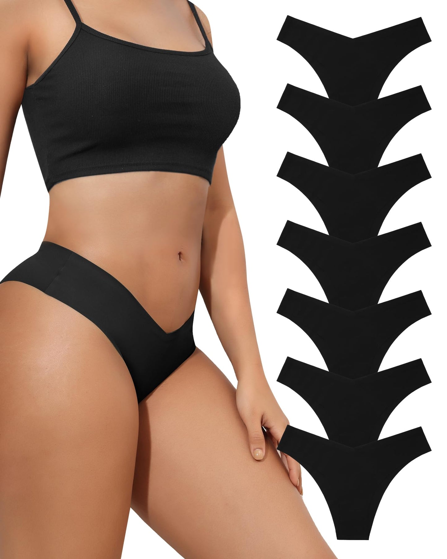 LEVAO Seamless Underwear for Women No Show Cheeky Bikini Panties Stretch V Cut Panty S-XL (Regular & Plus Size)