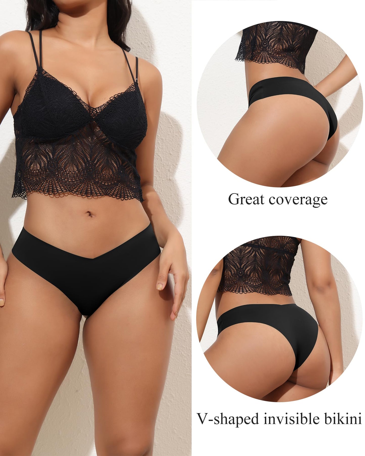LEVAO Seamless Underwear for Women No Show Cheeky Bikini Panties Stretch V Cut Panty S-XL (Regular & Plus Size)