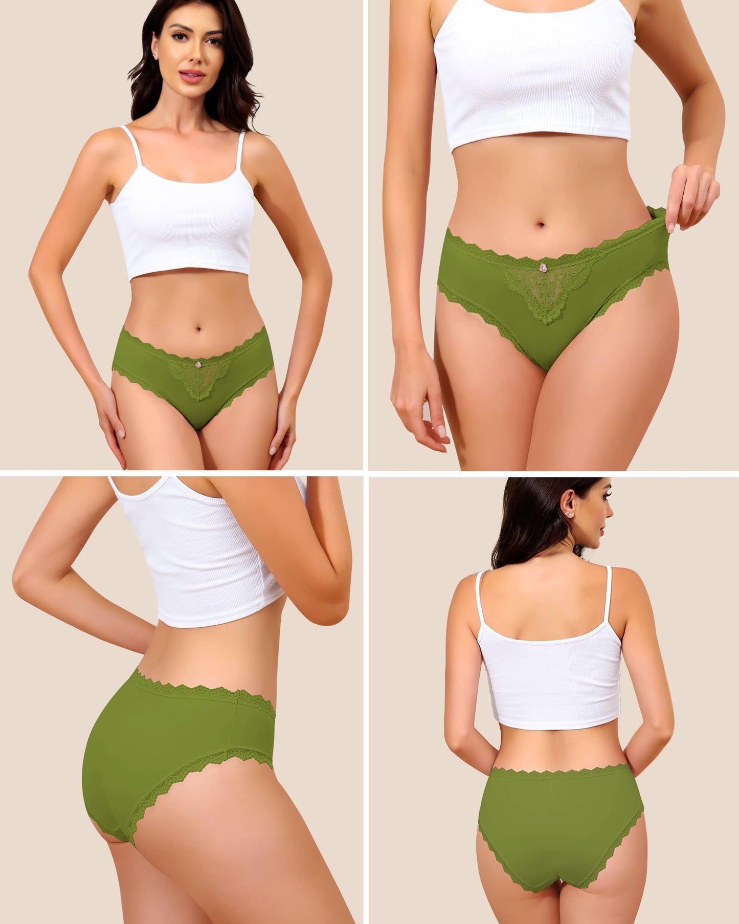 LEVAO Women's Underwear with Lace Panties for Women Cheeky Womens Panties Stretch Hipster Ladies Briefs Multipack 6 Pack