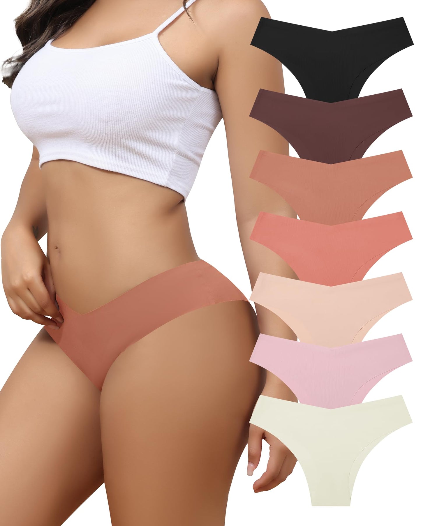 LEVAO Seamless Underwear for Women No Show Cheeky Bikini Panties Stretch V Cut Panty S-XL (Regular & Plus Size)