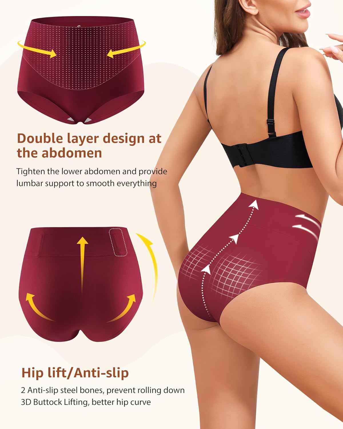 LEVAO Women Tummy Control Panties High Waist Seamless Underwear Full Coverage Brief No Show Postpartum Panties 4 Pack