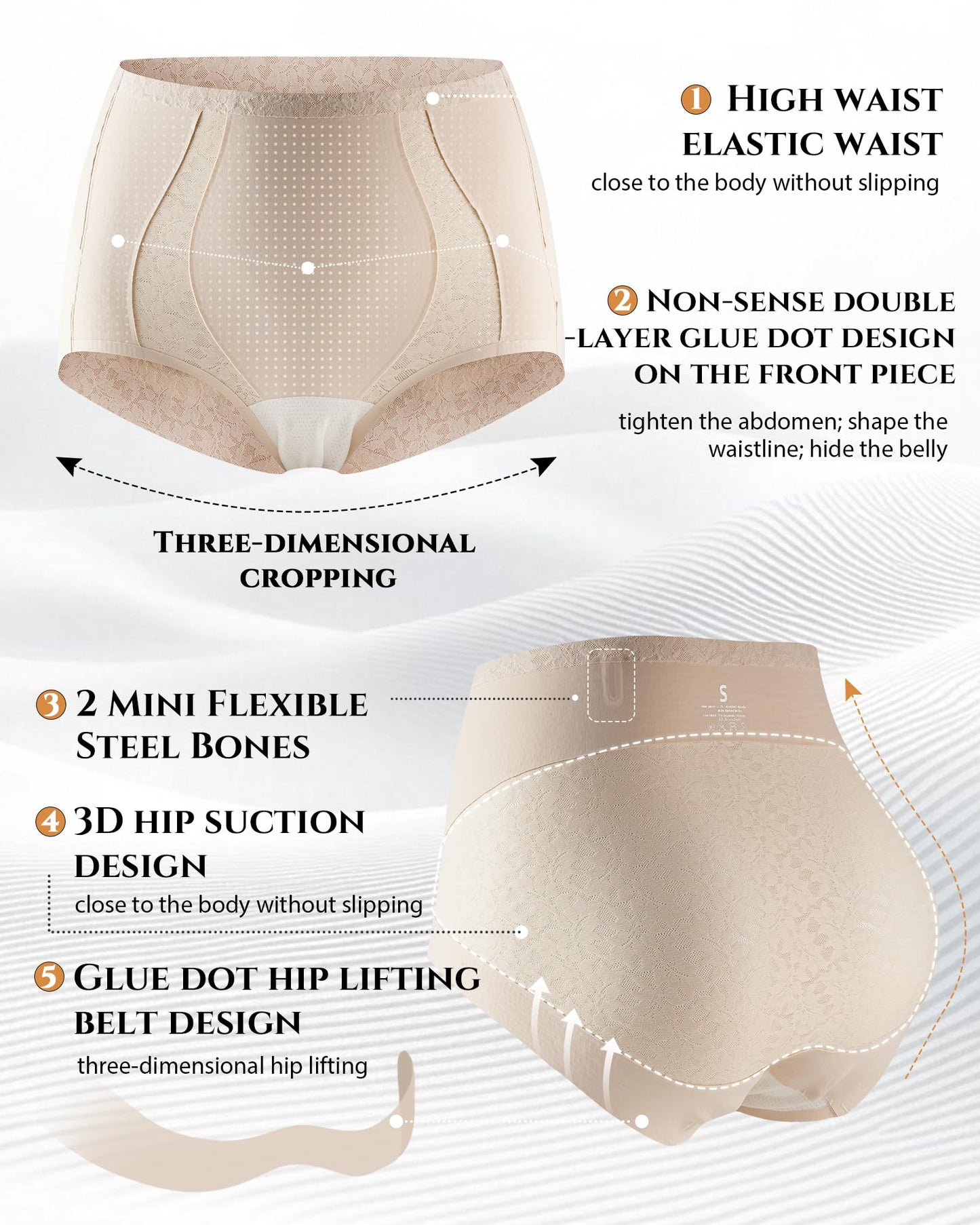 LEVAO Tummy Control High Waisted Underwear for Women Full Coverage No Show Stretch Briefs Seamless Ladies Lace Panties S-XXL