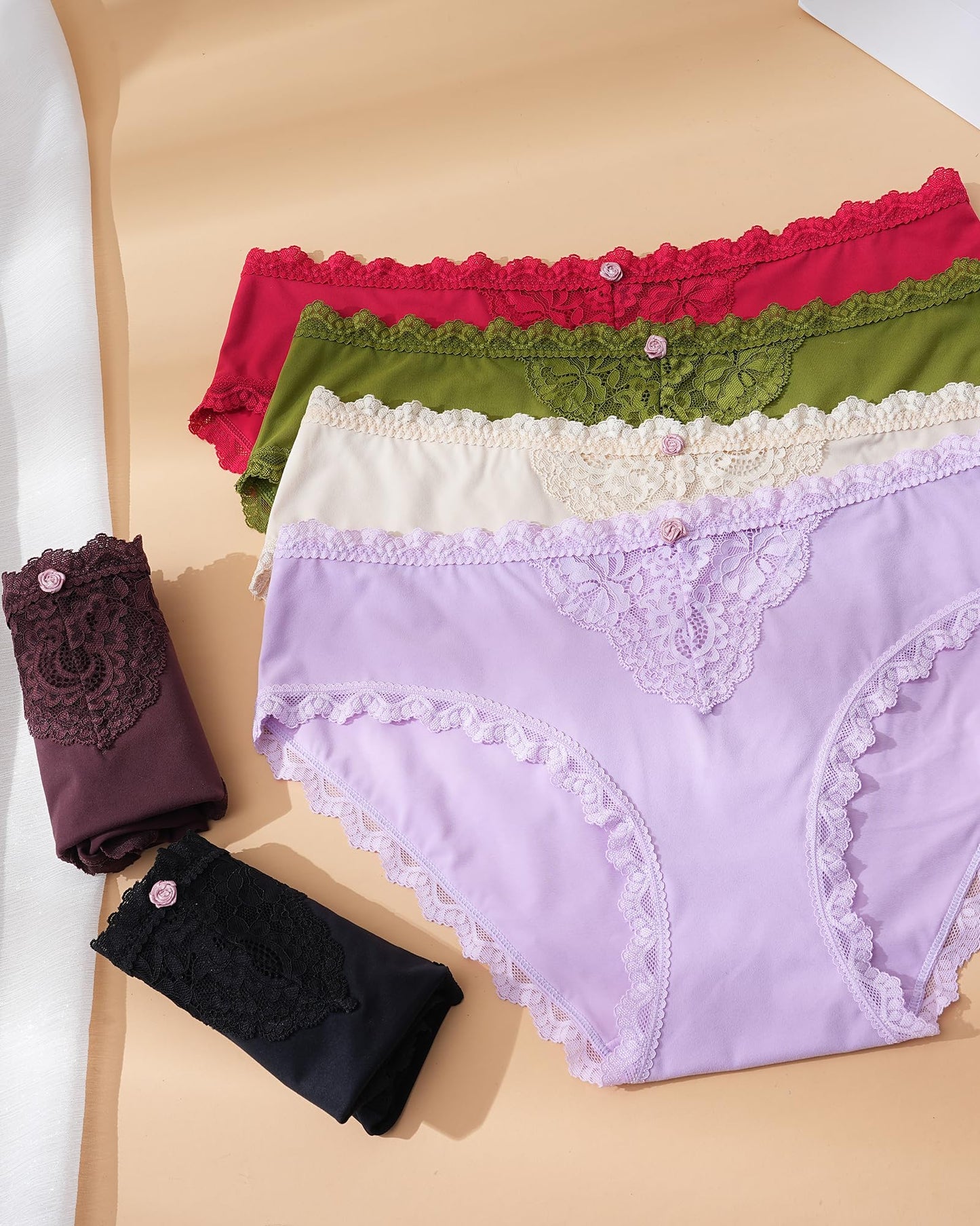 LEVAO Women's Underwear with Lace Panties for Women Cheeky Womens Panties Stretch Hipster Ladies Briefs Multipack 6 Pack