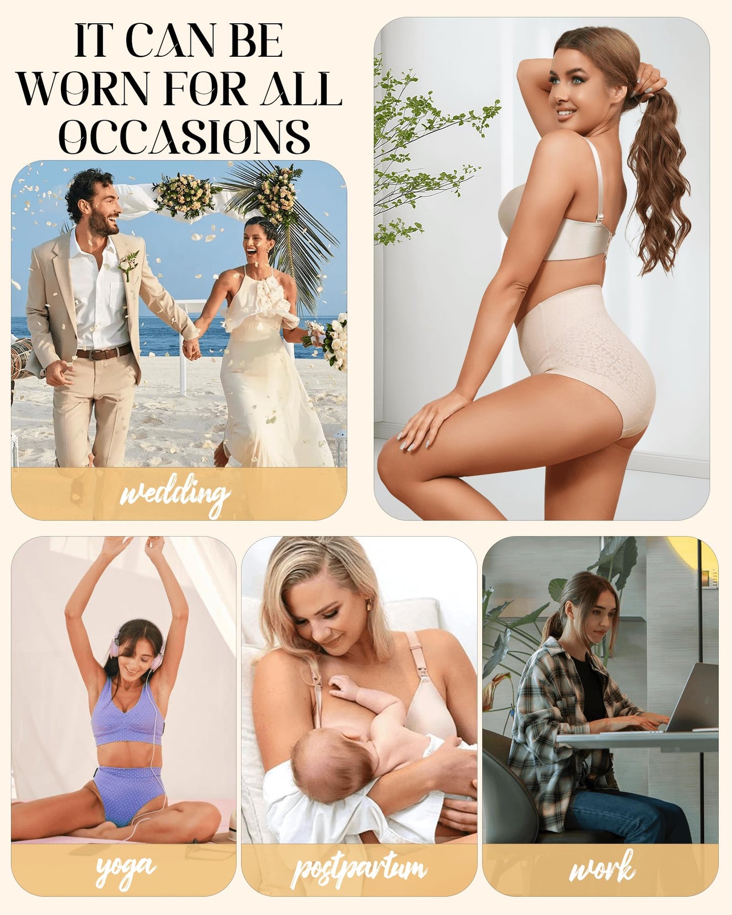 LEVAO Tummy Control High Waisted Underwear for Women Full Coverage No Show Stretch Briefs Seamless Ladies Lace Panties S-XXL