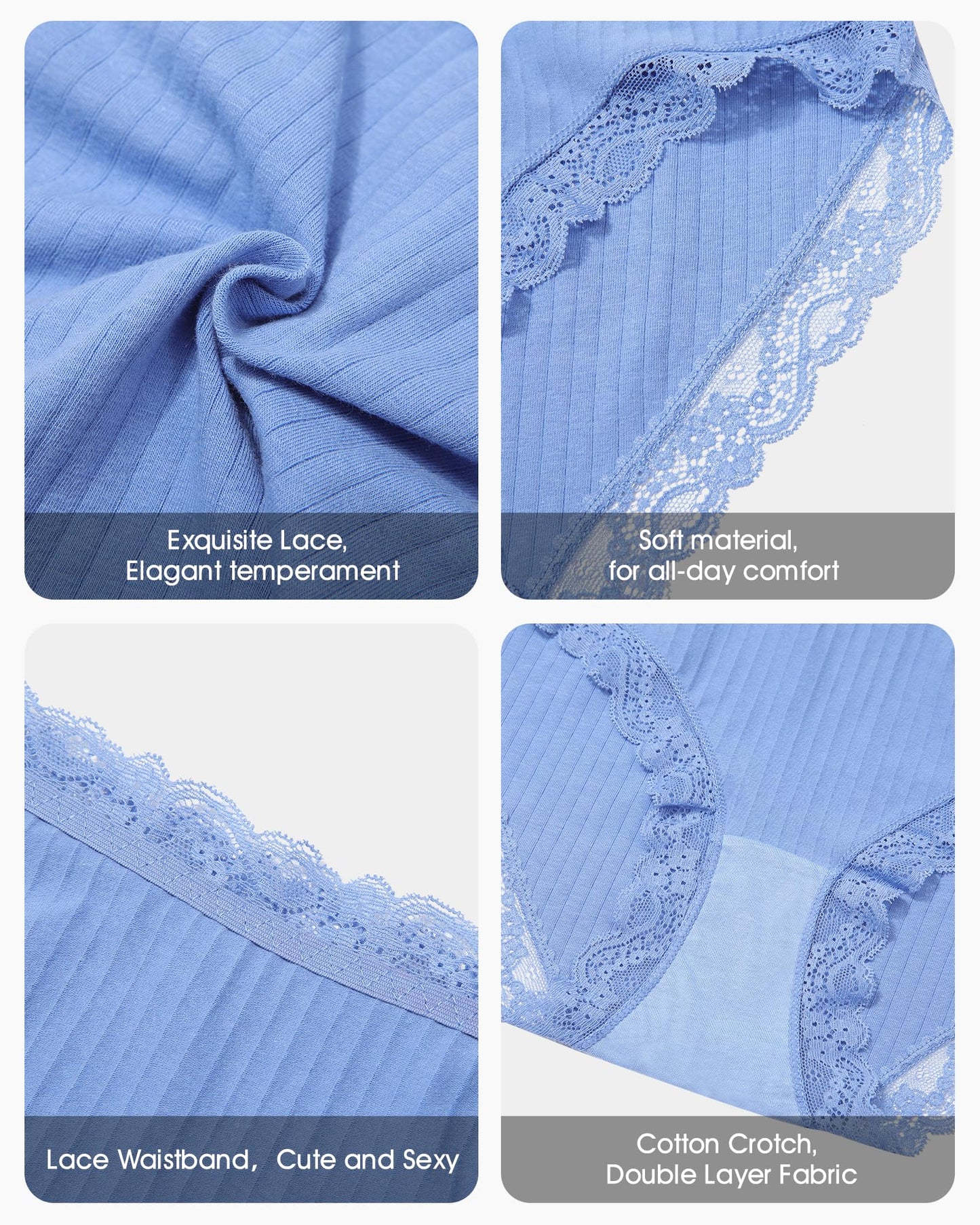 LEVAO Cotton Underwear for Women Lace Cheeky Bikini Panties Full Coverage Soft Stretch Hipster Ladies Briefs 9 Pack S-XL