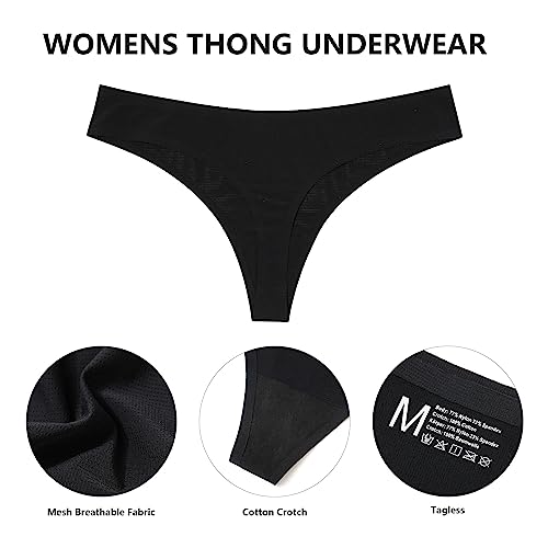 LEVAO 5 Pack Seamless Thongs for Women Stretch Low Rise G-String Sexy Underwear Invisible Soft T-Back No Show Thong Panties S-XL