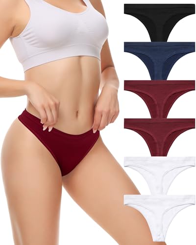 LEVAO Seamless Thongs for Women No Show Thong Panties Stretch Soft T-Back Sexy Underwear Multicolor 6 Pack S-XL