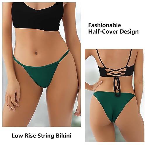 LEVAO Cotton Underwear for Women-Plus Size String Bikini Panties-Low Waist Cheeky Underwear-High Cut Stretch Ladies Briefs 6 Pack