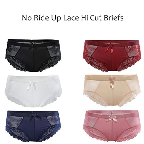 LEVAO Womens Bikini Panties Underwear Lace Hipster Seamless Sexy Hi Cuts Pack 6