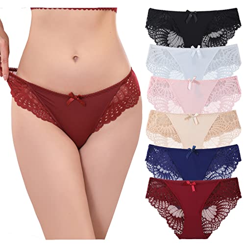 LEVAO Womens Bikini Panties Underwear Lace Hipster Seamless Sexy Hi Cuts Pack 6