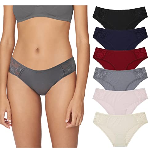 LEVAO 6 Pack Cotton Bikini Panties, Low Rise Breathable Women Cheeky Underwear Half Back Coverage