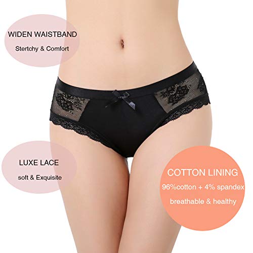 LEVAO Womens Bikini Panties Underwear Lace Hipster Seamless Sexy Hi Cuts Pack 6