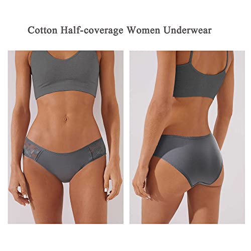 LEVAO 6 Pack Cotton Bikini Panties, Low Rise Breathable Women Cheeky Underwear Half Back Coverage