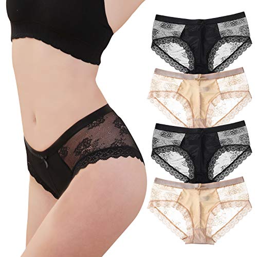 LEVAO Womens Bikini Panties Underwear Lace Hipster Seamless Sexy Hi Cuts Pack 6