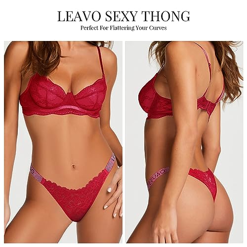 LEVAO Sexy Panties, Thongs for Women Letter Rhinestones G-String Low-rise Tanga