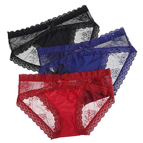 LEVAO Womens Bikini Panties Underwear Lace Hipster Seamless Sexy Hi Cuts Pack 6