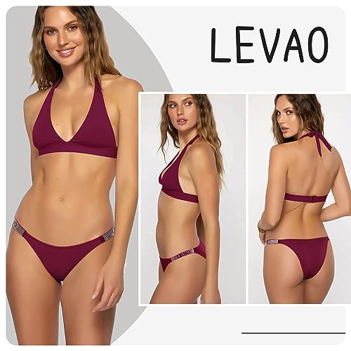 LEVAO Sexy Panties, Thongs for Women Letter Rhinestones G-String Low-rise Tanga