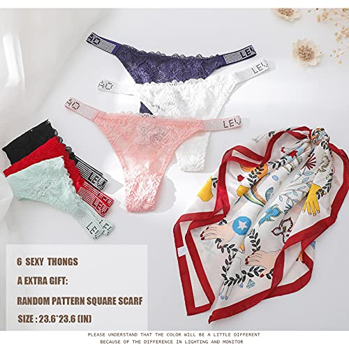 LEVAO Sexy Panties, Thongs for Women Letter Rhinestones G-String Low-rise Tanga