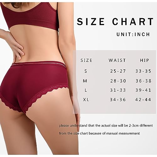 LEVAO Womens Underwear Sexy Lace Bikini Panties Silky Invisible Hipster Breathable Stretch Ladies Briefs Multipack