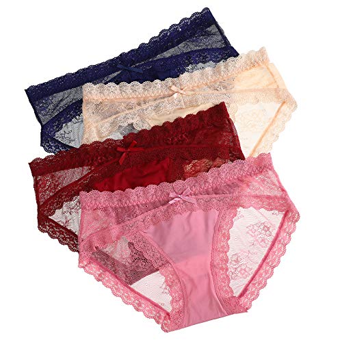 LEVAO Womens Bikini Panties Underwear Lace Hipster Seamless Sexy Hi Cuts Pack 6