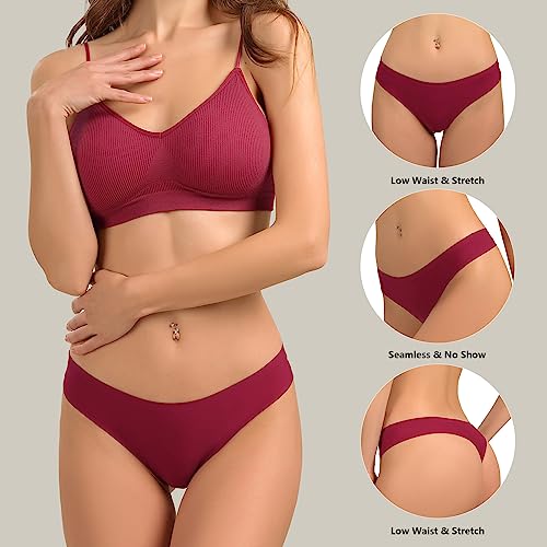 LEVAO 5 Pack Seamless Thongs for Women Stretch Low Rise G-String Sexy Underwear Invisible Soft T-Back No Show Thong Panties S-XL