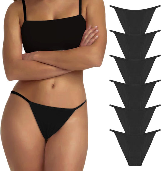 LEVAO Women's Bikini Panties Cotton Underwear, Plus Size High Cut String Ladies Cheeky Underwear Multipack S-2XL