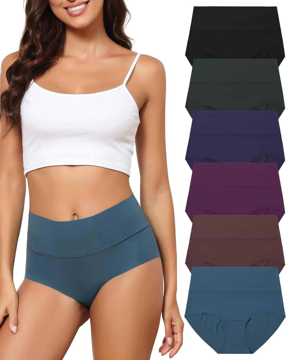 Seamless Full Coverage Brief No Show Underwear High Waist Panties