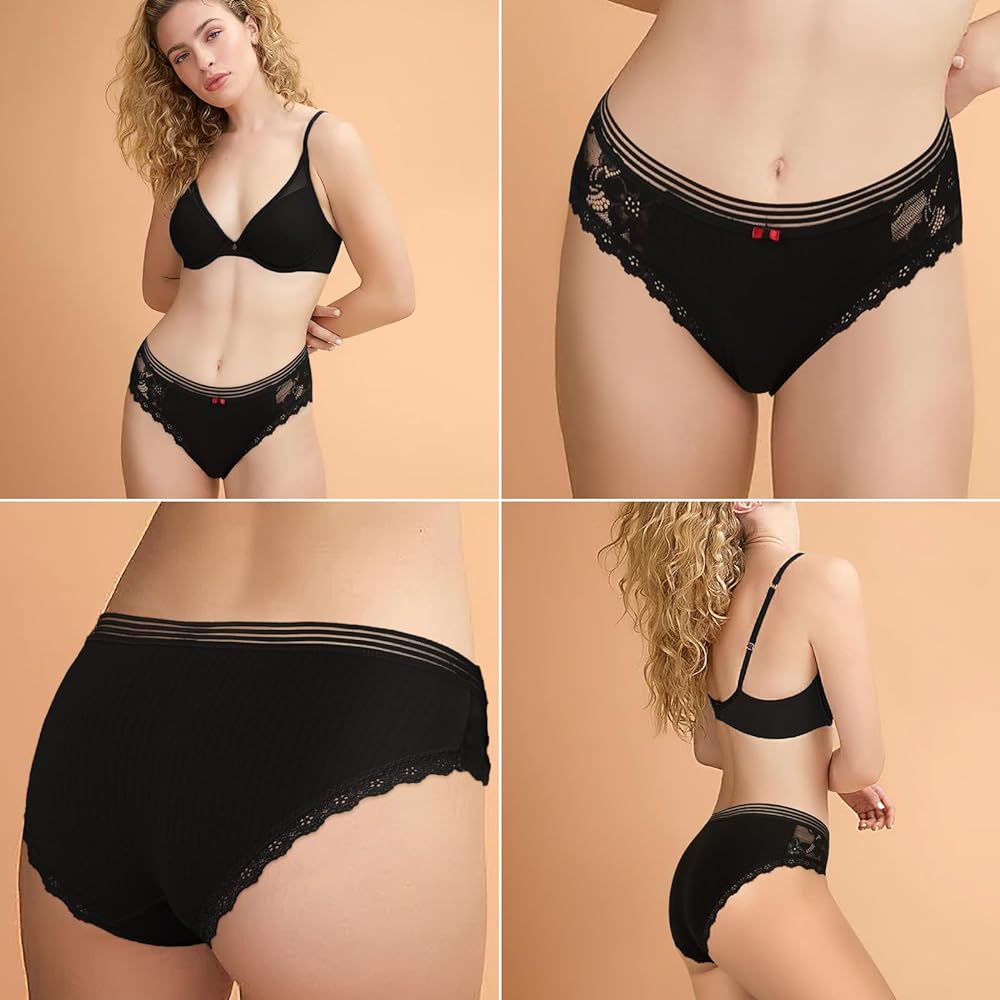 LEVAO Cotton Underwear Women's Bikini Panties Breathable Hipster Stretch Full Briefs Multipacks S-XL