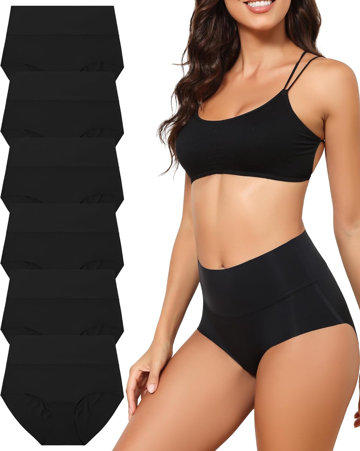 Seamless Full Coverage Brief No Show Underwear High Waist Panties