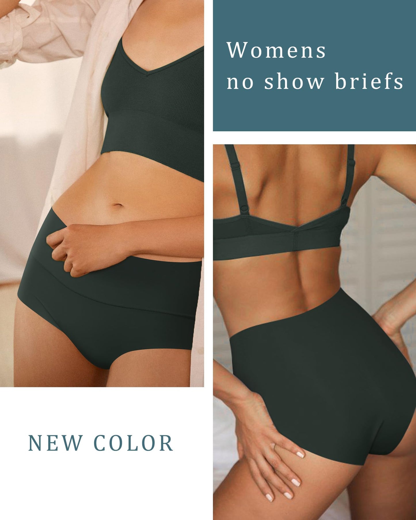 Seamless Full Coverage Brief No Show Underwear High Waist Panties