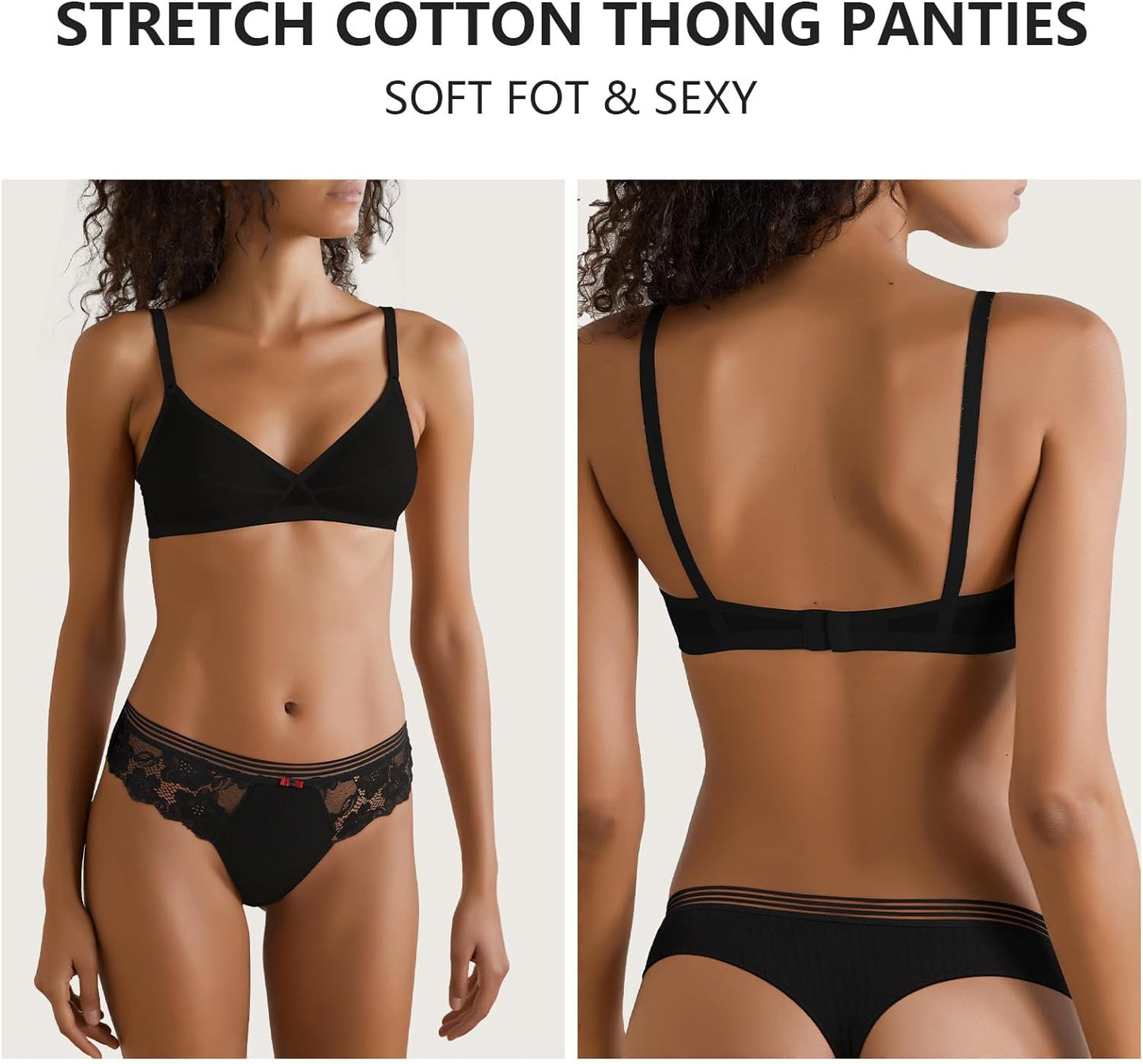 LEVAO Womens Thongs Underwear Cotton Thongs Panties No Show Thongs T Back for Women S-XL