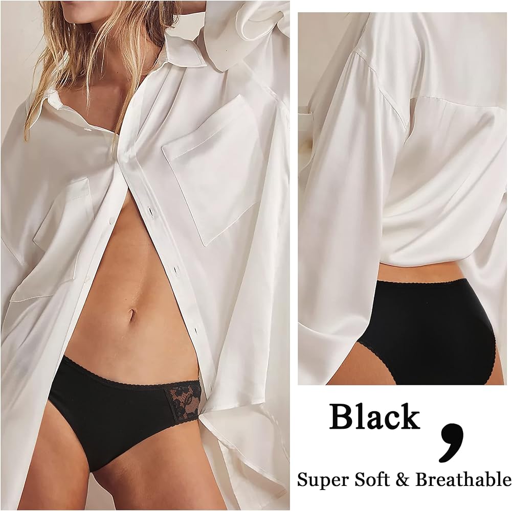 LEVAO 6 Pack Cotton Bikini Panties, Low Rise Breathable Women Cheeky Underwear Half Back Coverage