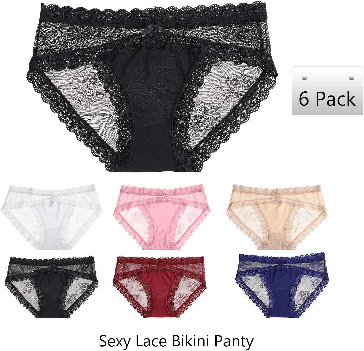 LEVAO Women Lace Underwear Sexy Breathable Hipster Panties Stretch Seamless Bikini Briefs Multipack